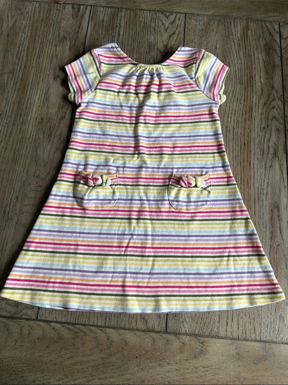 Gymboree Girls Pastel Rainbow Striped Pocket Dress Size 5